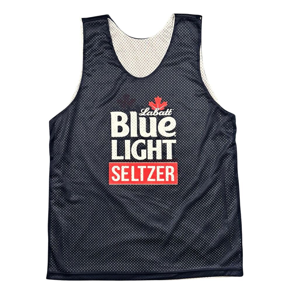 Labatt Blue Light Seltzer Reversible Navy Blue White Mesh Tank Top Mens Medium